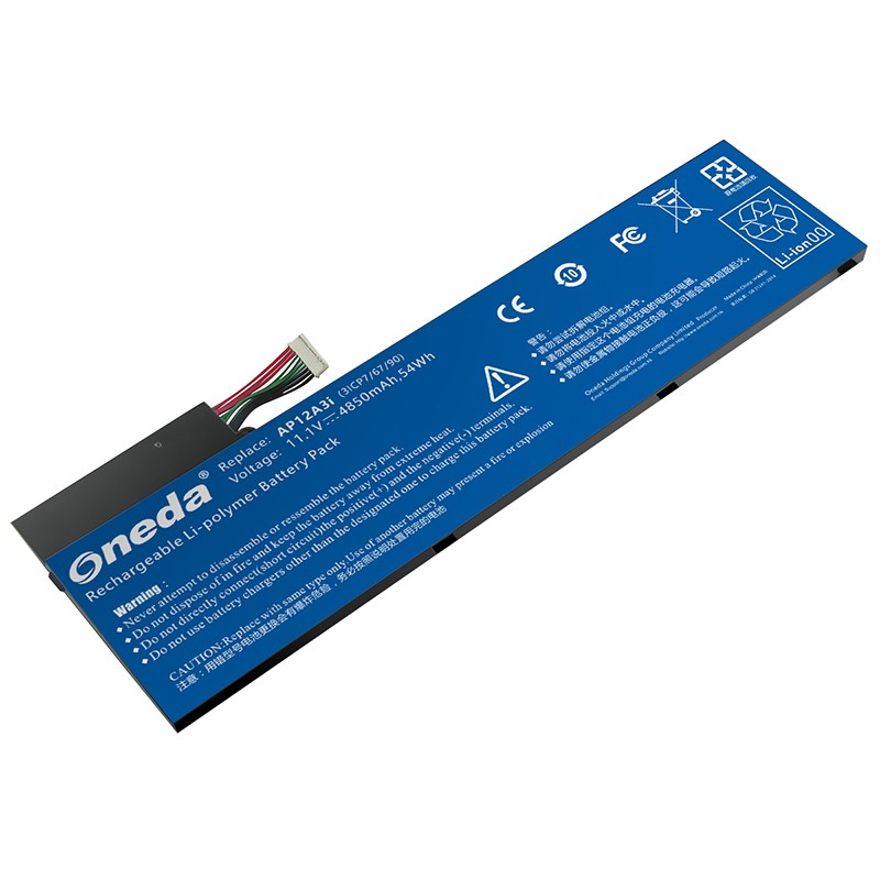 Oneda New Laptop Battery for Acer AP12A3i Series AP12A3i（3ICP7/67/90） [Li-polymer 3-cell 4850mAh/54Wh] 